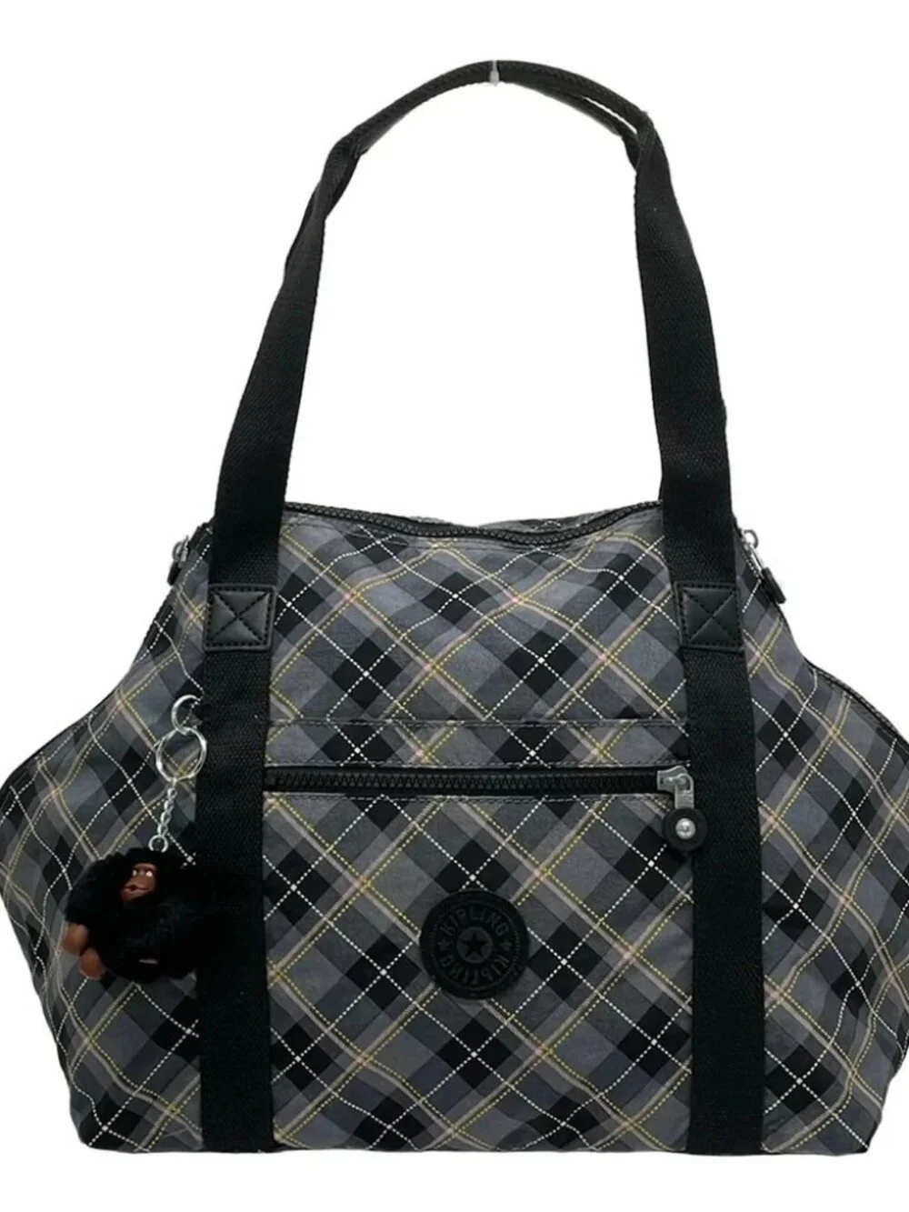 Kipling Dark Gray Black Multi Nylon Shoulder Bag